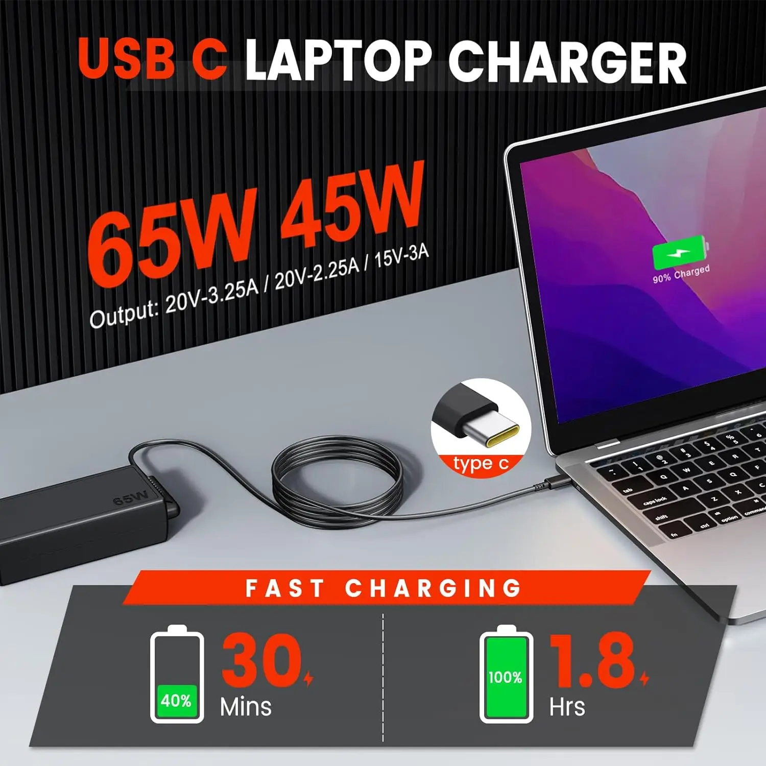 65W 20V 3.25A TYPE-C Laptop Ac - Laptop Accessories Shop บทวิจารณ์และราคา